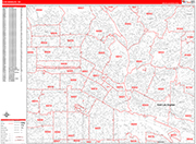 Los Angeles  Wall Map Red Line Style